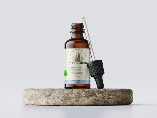 Brain Boost Tincture. Memory and Focus. 100ml 1:3. Ginkgo, lions mane, Rhodiola,  Ashwagandha, gotu kola, Bacopa (brahmi)