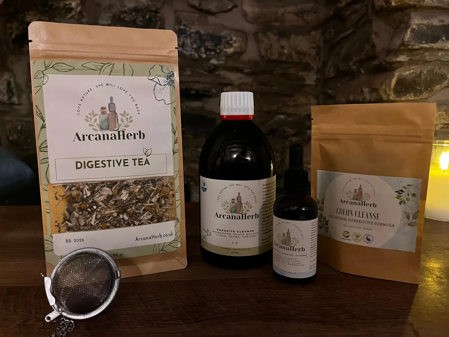 Herbal Parasite cleanse Box Set, Colon cleanse capsules, Digestive tea 50g, strainer. month supply. Candida cleanse. alcohol free available