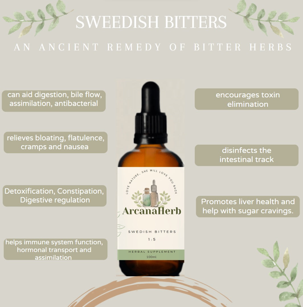 Swedish Bitters Tincture. 1:5 .100ml. Mix of 14 Herbs